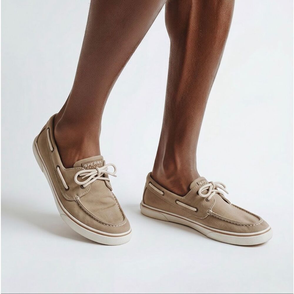 Sperry Top-Sider canvas tan loafers size 4.5